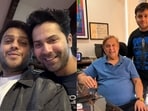 Mohsin Shaikh with Varun Dhawan during the recording and with filmmaker David Dhawan