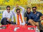 Actor and Tamilaga Vettri Kazhagam (TVK) chief Vijay during a roadshow ahead of the Tamil Nadu Assembly elections.