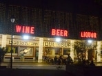 Wine shop running on unsafe building in sector 17 Chandigarh. (Ravi/HT)