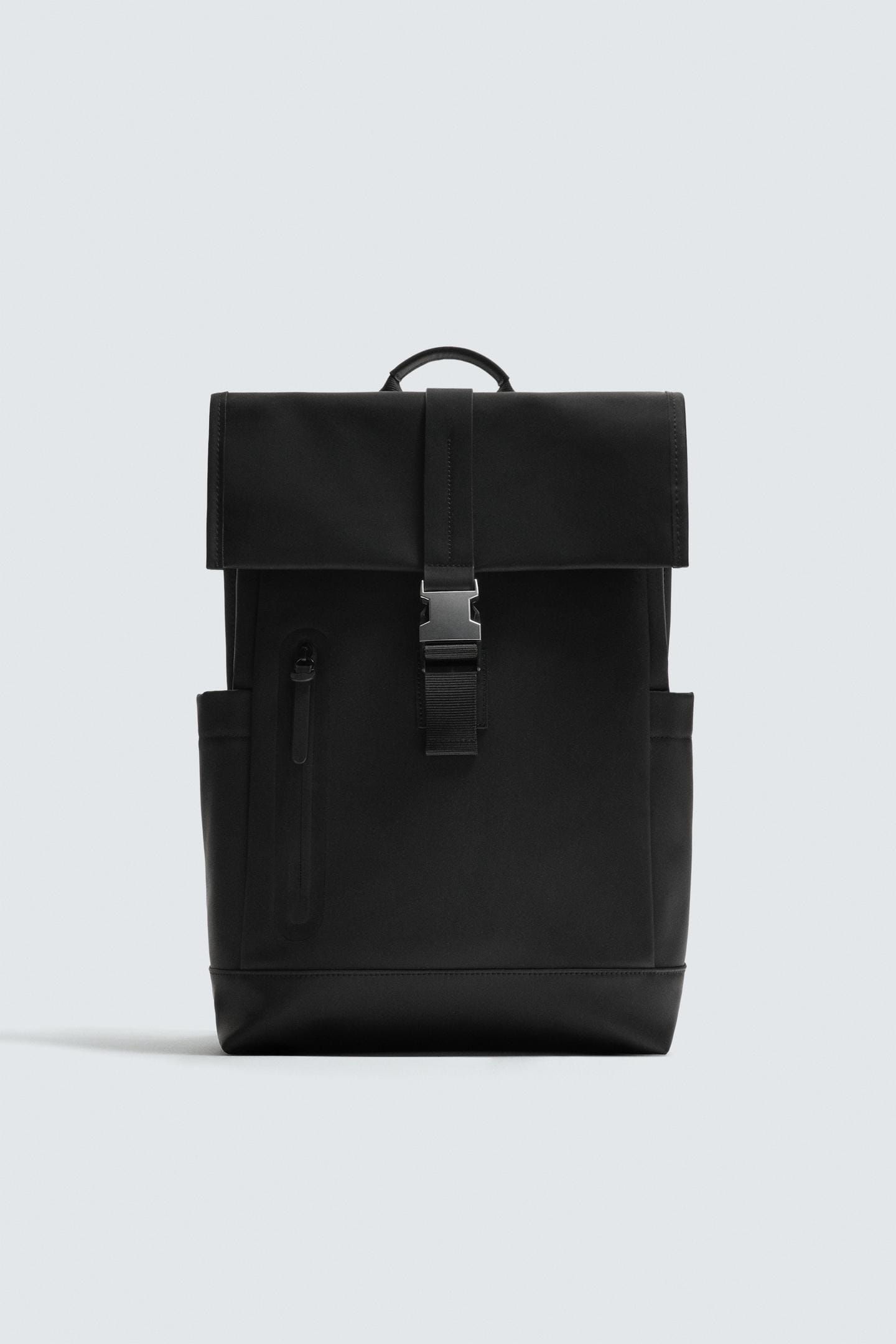 This Zara backpack with a rubberised finish is another classic pick. (Zara) This Zara backpack with a rubberised finish is another classic pick. (Zara)