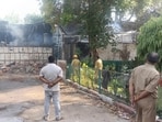 A fire broke out on the defunct Parag Dairy campus on Wazir Hasan Road in Hazratganj. (HT) A fire broke out on the defunct Parag Dairy campus on Wazir Hasan Road in Hazratganj. (HT)