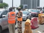 According to the Maharashtra State Road Development Corporation (MSRDC), traffic movement towards Mumbai was completely halted between 12 pm and 3 pm on Thursday. (HT PHOTO)