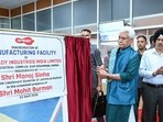 Lieutenant governor of Jammu and Kashmir Manoj Sinha inaugurates the Eveready Industries India Limited’s new industrial unit, in Samba on Wednesday. (ANI)