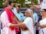 Thrissur constituency LDF candidate Alankode Leelakrishnan during campaigning for the Kerala Assembly elections, in Thrissur Thrissur constituency LDF candidate Alankode Leelakrishnan during campaigning for the Kerala Assembly elections, in Thrissur