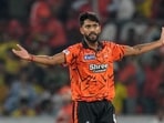Sunrisers Hyderabad's Praful Hinge celebrates after his team's win during the IPL 2026 match against Rajasthan Royals
