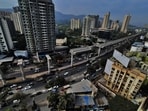 Thane, India - December 24, 2022: The ongoing work for phase one of Metro-5 line at Kasarvadawali, Ghodbunder Road, in Thane , India, on Saturday, December 24, 2022. (Praful Gangurde/HT Photo) (HT PHOTO)