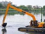 The Najafgarh drain system has recorded nearly 48% completion. (Vipin Kumar/ Hindustan Times)