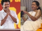 Vijay's mother Shoba Chandrasekhar was all smiles as she watched her son on TV. 