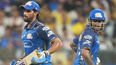Tilak Varma (37) and Suryakumar Yadav (35) were the only MI batters to reach notable double figures as Mumbai Indians suffered a dramatic collapse at the Wankhede, leaving home fans stunned as the innings unraveled quickly. (AP) Tilak Varma (37) and Suryakumar Yadav (35) were the only MI batters to reach notable double figures as Mumbai Indians suffered a dramatic collapse at the Wankhede, leaving home fans stunned as the innings unraveled quickly. (AP)
