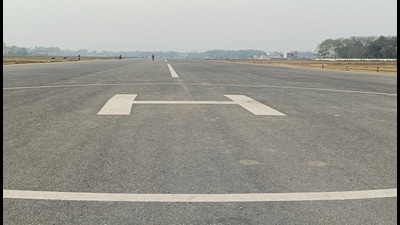 The runway at upcoming Saharsa airport. The state’s aviation expansion is being driven in tandem with the Centre’s regional connectivity scheme.