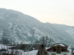 A view of the snow-capped mountains following a fresh spell of snowfall, in Kishtwar. 