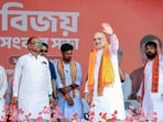 Union Home Minister Amit Shah waves as he arrives during a public meeting in Balagarh as part of the West Bengal Assembly Elections 2026 Union Home Minister Amit Shah waves as he arrives during a public meeting in Balagarh as part of the West Bengal Assembly Elections 2026