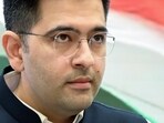 Raghav Chadha during a press conference at the Constitution Club in New Delhi on Friday. 