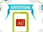 Advertising concept with outdoor billboard with ad and marketing icons set vector illustration
