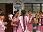 Gautam Budh Nagar climbed to the 8th position in the state for Class 10, a significant jump from 31st place last year. There are 173 UP Board schools in the district. (Sunil Ghosh/HT Photo)