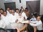 Hooda was in Ambala to file the nomination papers for Kulwinder Kaur—the Congress party’s mayoral candidate from Ambala. (HT Photo)