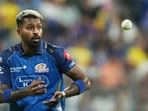 Mumbai Indians' captain Hardik Pandya prepares to bowl. 