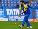 Mumbai: CSK MS Dhoni in action during a training session.