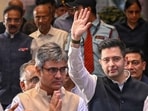 Rajya Sabha MPs Raghav Chadha, front right, Sandeep Pathak, left, and others leave after a meeting with BJP National President Nitin Nabin at the party's headquarters, in New Delhi, Friday, April 24, 2026. 