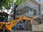 The action comes following the recent five-day long demolition drive conducted by the department of town and country planning (DTCP). (Parveen Kumar/HT)
