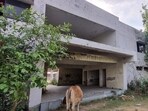 The shooting range in Nadarganj locality of the state capital lying in a derelict condition. (HT Photo)