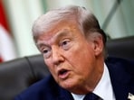 US President Donald Trump speaks to members of the media in the Oval Office of the White House in Washington, DC, US, on Thursday. (Bloomberg)
