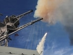 A guided-missile destroyer, the USS Thomas Hudner, firing a Tomahawk missile as part of operation Epic Fury at an undisclosed location in March. A guided-missile destroyer, the USS Thomas Hudner, firing a Tomahawk missile as part of operation Epic Fury at an undisclosed location in March.