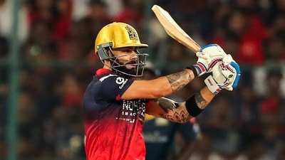 Kohli was the more watchful of the pair starting off, but he slowly began to accelerate once he was set. His 44-ball innings included eight fours and four sixes, giving RCB total control and making it seem like it was going to be another heavy victory. (ANI Pic Service) Kohli was the more watchful of the pair starting off, but he slowly began to accelerate once he was set. His 44-ball innings included eight fours and four sixes, giving RCB total control and making it seem like it was going to be another heavy victory. (ANI Pic Service)