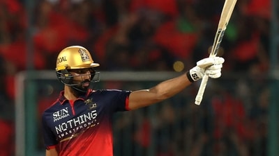 Devdutt Padikkal was on fire on his home ground – he brought up a 20-ball fifty, timing the ball terrifically and clearing the boundaries by a distance. Padikkal's emphasis ensured RCB were in total control of the chase. (REUTERS)