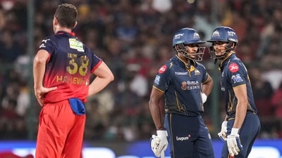 Sai Sudharsan and Shubman Gill were finally able to brew a big partnership together, one worth 128 runs. This had always been GT's gameplan, and things looked back to normal as they found their range with Sudharsan dominating the strike – but Gill fell before he could really kick on. (PTI) Sai Sudharsan and Shubman Gill were finally able to brew a big partnership together, one worth 128 runs. This had always been GT's gameplan, and things looked back to normal as they found their range with Sudharsan dominating the strike – but Gill fell before he could really kick on. (PTI)