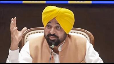 Punjab chief minister Bhagwant Mann addressing a press conference in Chandigarh on Friday. (PTI) Punjab chief minister Bhagwant Mann addressing a press conference in Chandigarh on Friday. (PTI)
