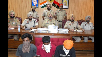 The arrested accused in Ludhiana on Friday. (HT Photo)
