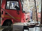 PMPML suspends driver who drove bus into roadside shop PMPML suspends driver who drove bus into roadside shop