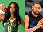  WNBA guard Lexi Brown (L) Klay Thompson (M) and Megan Thee Stallion.
