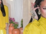 Rihanna wears a diamond-encrusted haathphool by Manish Malhotra. 