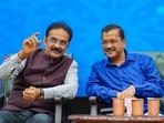 * In a massive jolt to the Aam Aadmi Party, seven of its Rajya Sabha MPs, including Raghav Chadha, Sandeep Pathak and Ashok Mittal, quit the party on Friday, April 24, 2026. Then Delhi Chief Minister Arvind Kejriwal, right, with AAP MP Ashok Mittal during an event in New Delhi, in this file photo dated Friday, Dec. 2, 2022. 
