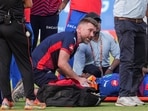 Lungi Ngidi being attended to after facing an injury during the IPL 2026 match between DC and PBKS. Lungi Ngidi being attended to after facing an injury during the IPL 2026 match between DC and PBKS.