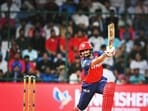 Punjab Kings’ Prabhsimran Singh plays a shot against Delhi Capitals in New Delhi on Saturday. (Ajay Aggarwal/ HT)