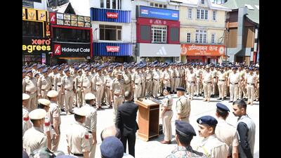 Around 1,000 police personnel will be deployed on duty during the visit, said deputy inspector general (DIG), South Range, Anjum Ara, while talking to mediapersons in Shimla on Saturday. (Deepak Sansta/ HT)