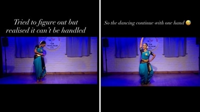 The Bharatanatyam dancer’s graceful way of handling the situation has wowed many. (Instagram/@jnsdanceoffical) The Bharatanatyam dancer’s graceful way of handling the situation has wowed many. (Instagram/@jnsdanceoffical)