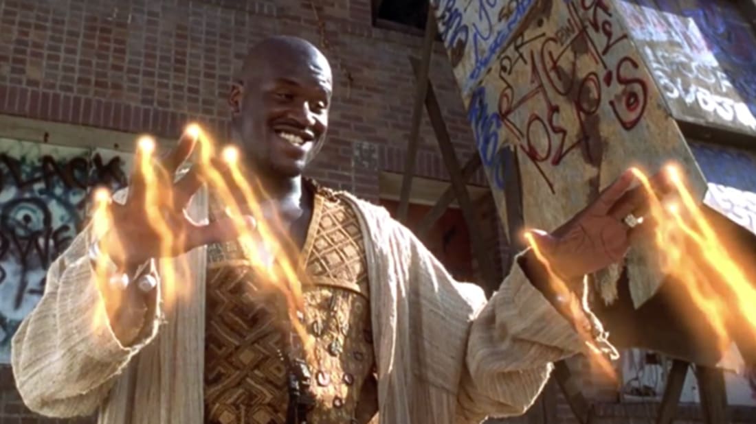 Basketball star Shaquille O’Neill starred as a genie, in Kazaam; but that title barely even rings a bell. Many instead remember Shazaam, a 1990s genie movie that actually doesn’t exist.