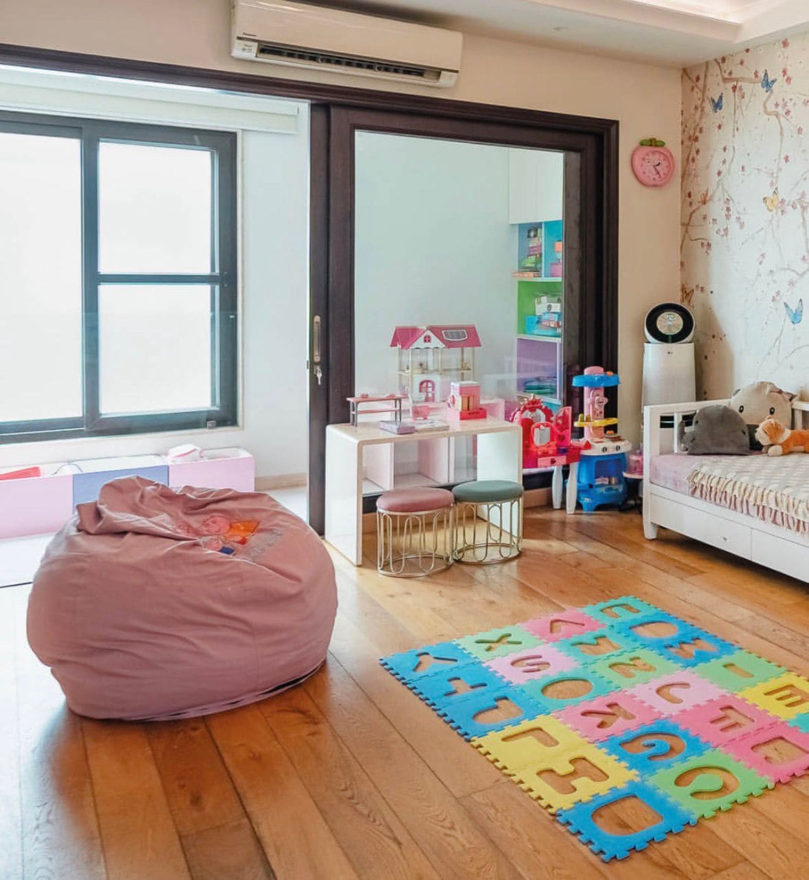 The kids’ room feels playful yet soothing, with pastel tones, comfy textures and smartly designed corners. (Instagram@beautifulhomes.india) The kids’ room feels playful yet soothing, with pastel tones, comfy textures and smartly designed corners. (Instagram@beautifulhomes.india)