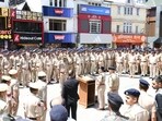 Around 1,000 police personnel will be deployed on duty during the visit, said deputy inspector general (DIG), South Range, Anjum Ara, while talking to mediapersons in Shimla on Saturday. (Deepak Sansta/ HT)