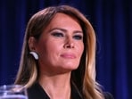 US First Lady Melania Trump attends the White House Correspondents' dinner at the Washington Hilton in Washington, DC, on April 25, 2026. President Trump is attending the annual gala of the political press for the first time while in office. (Photo by Mandel NGAN / AFP)