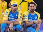 Chennai Super Kings' head coach Stephen Fleming, left, with MS Dhoni during a training session 