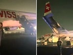 The Swiss airline said it was arranging alternative travel for passengers.