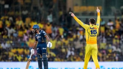 For CSK, Noor Ahmad and Akeal Hosein bagged a wicket each. (PTI) For CSK, Noor Ahmad and Akeal Hosein bagged a wicket each. (PTI)