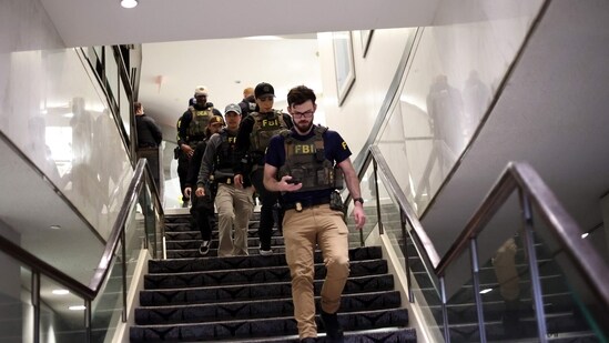 FBI agents are seen at the Washington Hilton after shots were fired during the White House Correspondents dinner at the Washington Hilton in Washington, DC, on April 25, 2025.&nbsp;(AFP)