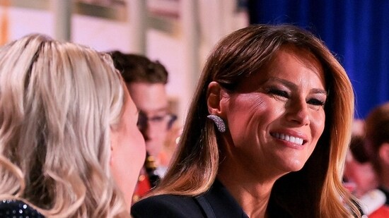 U.S. first lady Melania Trump and White House Press Secretary Karoline Leavitt attend the annual White House Correspondents' Association dinner in Washington, D.C., U.S., April 25, 2026. REUTERS/Jonathan Ernst(REUTERS)
