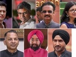 క్లాక్ వైజ్: రాఘవ్ చడ్డా, సందీప్ పాఠక్, అశోక్ మిట్టల్, స్వాతి మలివాల్, హర్బజన్ సింగ్, విక్రమ్‌జిత్ సింగ్, రాజిందర్ గుప్తా